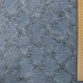 Cotton fabric with linen Vintage Fringe Diamonds blue