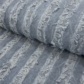 Cotton fabric with linen Vintage Fringe Stripe blue