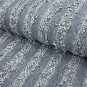 Cotton fabric with linen Vintage Fringe Stripe blue