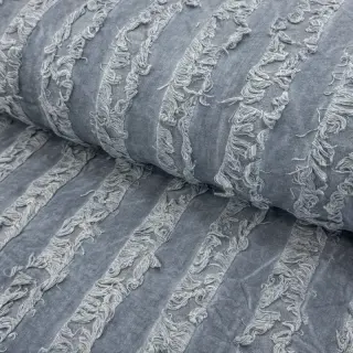 Cotton fabric with linen Vintage Fringe Stripe blue
