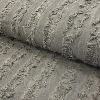 Cotton fabric with linen Vintage Fringe Stripe grey