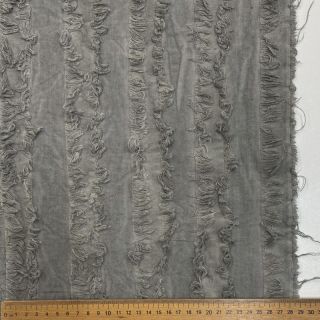 Cotton fabric with linen Vintage Fringe Stripe grey