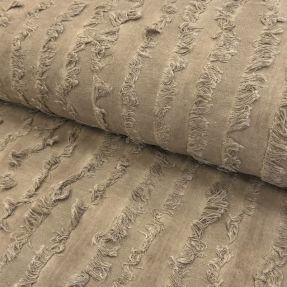 Cotton fabric with linen Vintage Fringe Stripe naturals