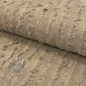 Cotton fabric with linen Vintage Fringe Stripe naturals