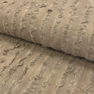 Cotton fabric with linen Vintage Fringe Stripe naturals