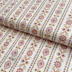 Cotton fabric Motif stripe off white digital print