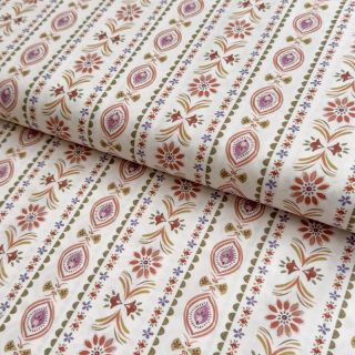 Cotton fabric Motif stripe off white digital print