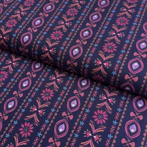 Cotton fabric Motif stripe navy digital print