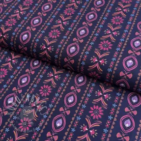 Cotton fabric Motif stripe navy digital print