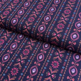 Cotton fabric Motif stripe navy digital print
