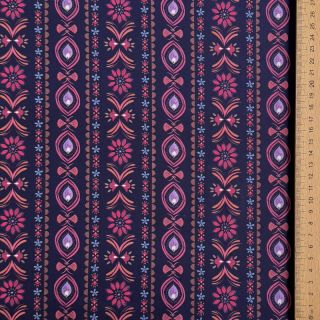 Cotton fabric Motif stripe navy digital print