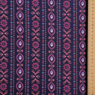 Cotton fabric Motif stripe navy digital print