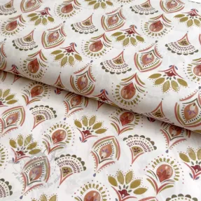 Cotton fabric Motif off white digital print