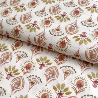 Cotton fabric Motif off white digital print