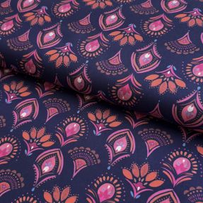 Cotton fabric Motif navy digital print