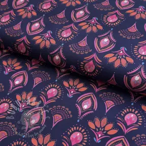 Cotton fabric Motif navy digital print