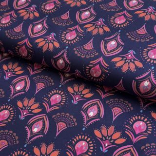 Cotton fabric Motif navy digital print