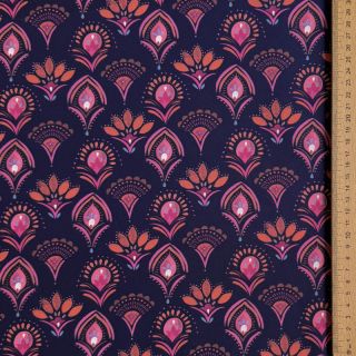 Cotton fabric Motif navy digital print
