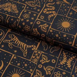 Cotton fabric Boho black