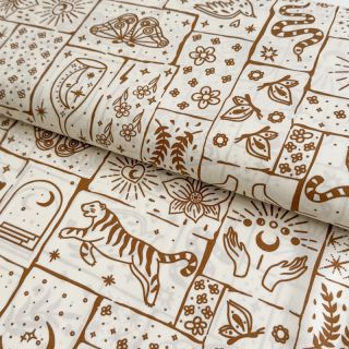 Cotton fabric Boho off white