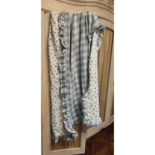 Double gauze/muslin Double sided CHECKS MINI green