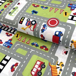 Cotton fabric Cars on the road design C