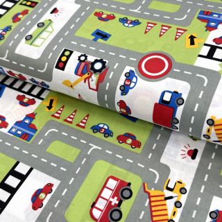 Cotton fabric Cars on the road design C