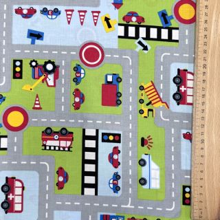 Cotton fabric Cars on the road design A