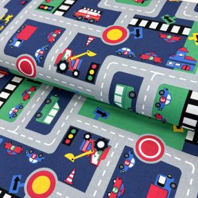 Cotton fabric Cars on the road design B