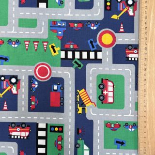 Cotton fabric Cars on the road design B