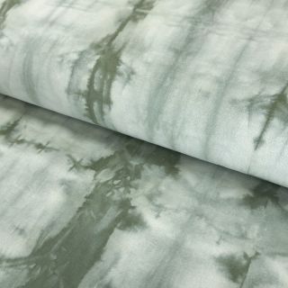 Cotton fabric HAND TIE DYE dark old green