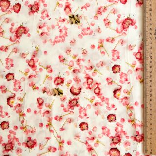 Viscose RAYON POPLIN Pink flowers design B digital print