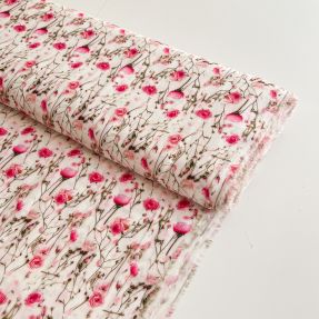 Viscose RAYON POPLIN Pink flowers design A digital print