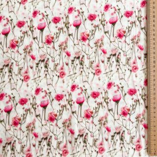 Viscose RAYON POPLIN Pink flowers design A digital print