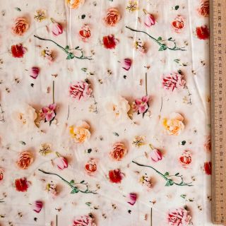 Viscose RAYON POPLIN Pink flowers design E digital print