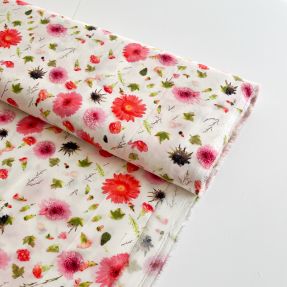 Viscose RAYON POPLIN Pink flowers design C digital print