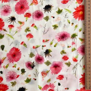 Viscose RAYON POPLIN Pink flowers design C digital print