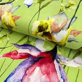 Jersey VISCOSE LYCRA HEAVY Mixed flowers green digital print