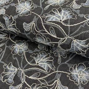 Cotton fabric JEANS EMBROIDERY Lisa design C