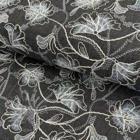 Cotton fabric JEANS EMBROIDERY Lisa design C