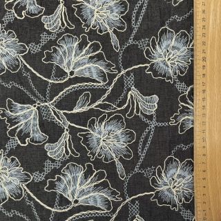 Cotton fabric JEANS EMBROIDERY Lisa design C