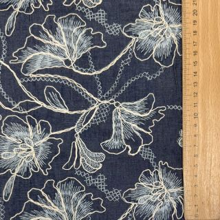 Cotton fabric JEANS EMBROIDERY Lisa design A