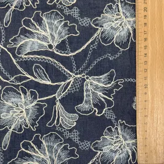 Cotton fabric JEANS EMBROIDERY Lisa design A
