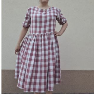 Double gauze/muslin Double sided CHECKS MINI rosewood