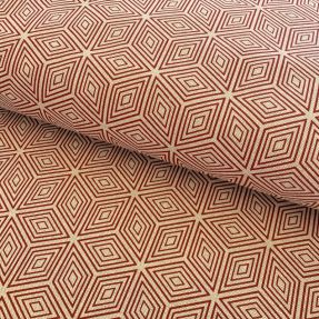 Decoration fabric Linenlook Blocks 3D Illusion cherry