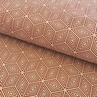 Decoration fabric Linenlook Blocks 3D Illusion cherry