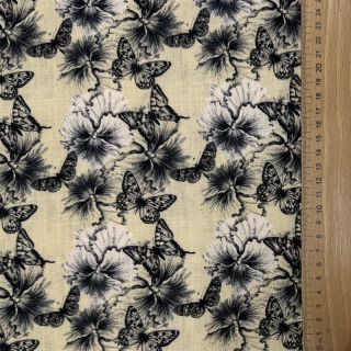 Linen viscose Hibiscus digital print