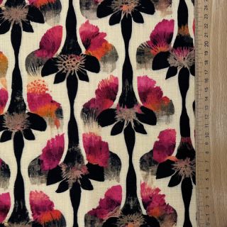 Linen viscose Artificial flower design B digital print