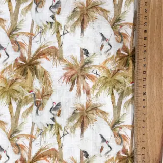 Linen viscose Crane bird design A digital print