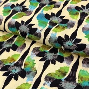 Linen viscose Artificial flower design A digital print